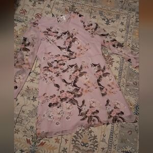 Leith Lavendar Long-Sleeve Floral Women’s Dress